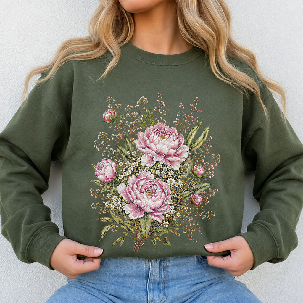 Pink Peony Floral Sweatshirt