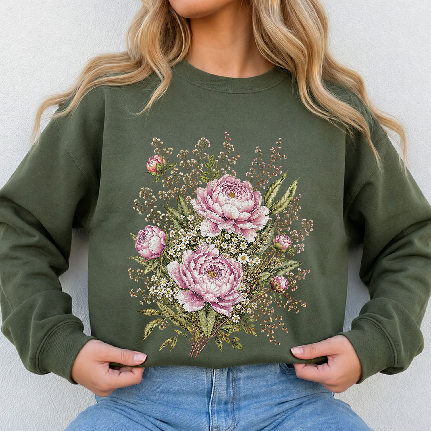 Pink Peony Floral Sweatshirt