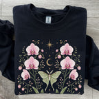 Moonlit Pink Orchid Flower Sweatshirt