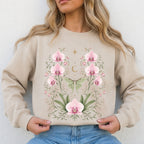 Moonlit Pink Orchid Flower Sweatshirt