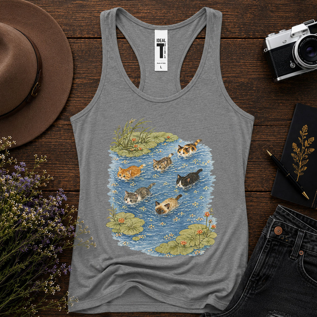 Swimming Cats in Pond Racerback Tank Top