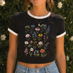 Meadow Blooms Ringer Crop T-Shirt