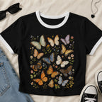 Butterfly Collection Ringer Crop T-Shirt