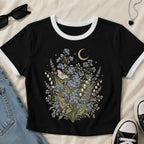 Moonlit Forget Me Not Ringer Crop T-Shirt