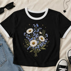 Forget Me Not Daisy Ringer Crop T-Shirt