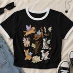 Fairy Dogs Ringer Crop T-Shirt