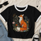 Fox in the Meadow Ringer Crop T-Shirt