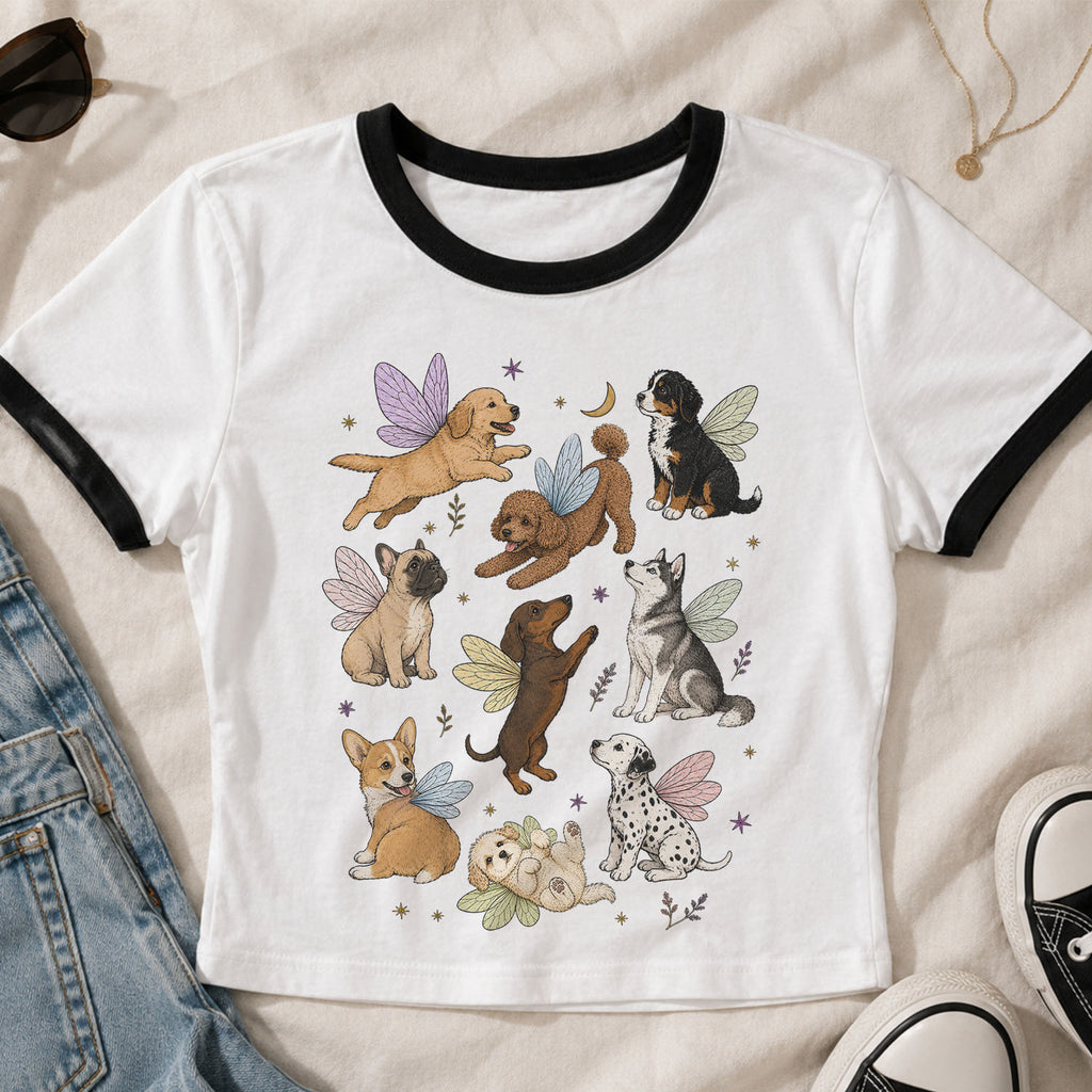Fairy Dogs Ringer Crop T-Shirt