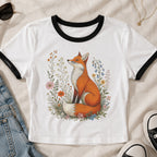Fox in the Meadow Ringer Crop T-Shirt
