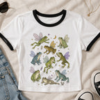Fairy Frogs Ringer Crop T-Shirt