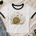 Blooming at My Own Pace Snail Ringer Crop T-Shirt