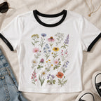Meadow Blooms Ringer Crop T-Shirt