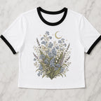 Moonlit Forget Me Not Ringer Crop T-Shirt