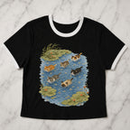 Swimming Cats in Pond Ringer Crop T-Shirt