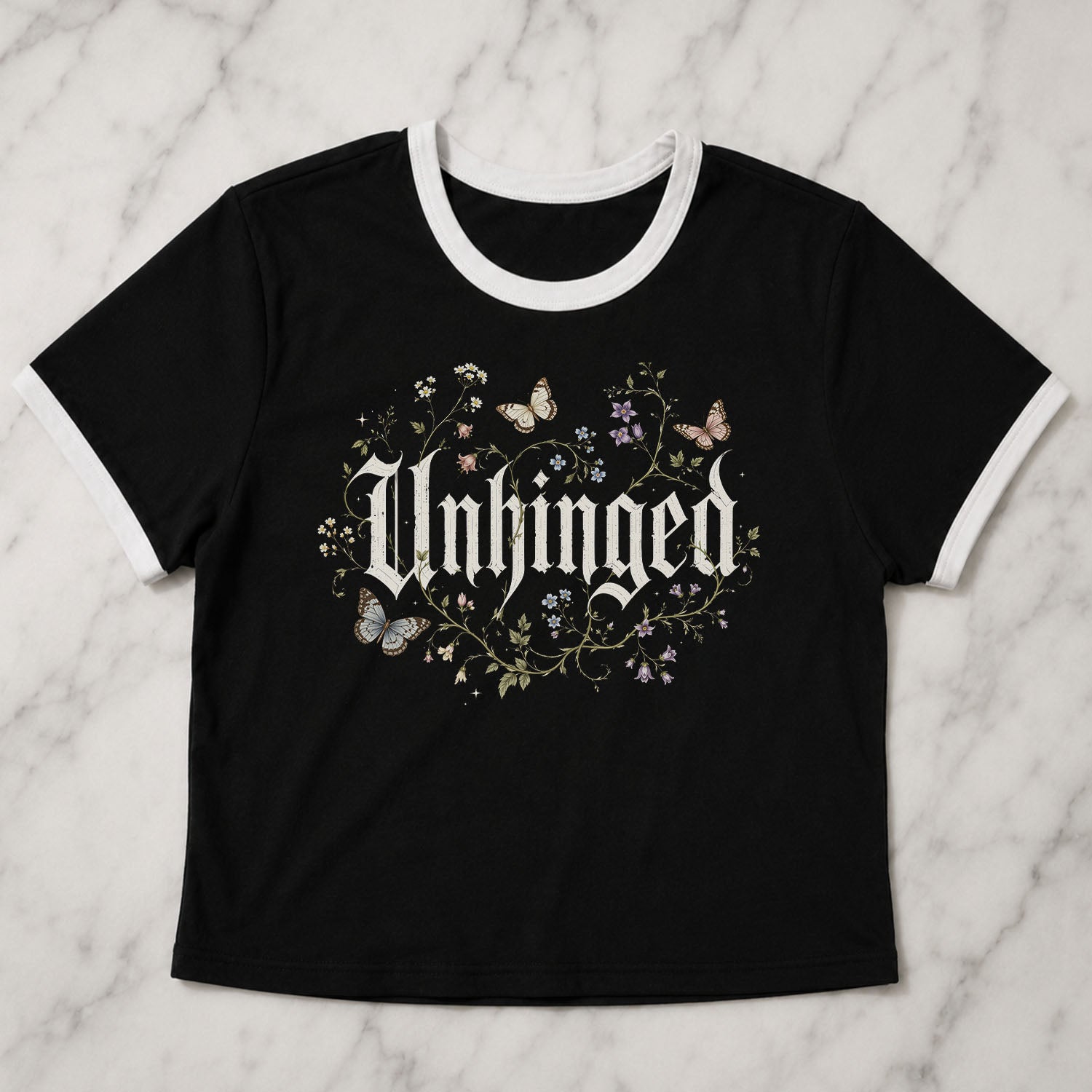 Unhinged Wildflower Ringer Crop T-Shirt