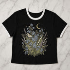 Moonlit Forget Me Not Ringer Crop T-Shirt