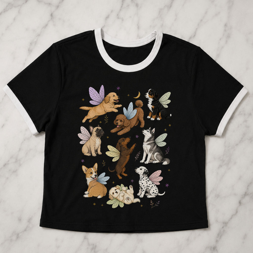 Fairy Dogs Ringer Crop T-Shirt