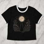 Stargazing Cat Ringer Crop T-Shirt