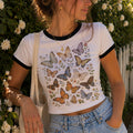 Butterfly Collection Ringer Crop T-Shirt