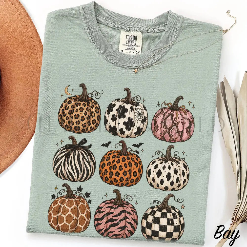 Animal Print Pumpkin Comfort Colors T-Shirt - Bay / S - T-Shirt