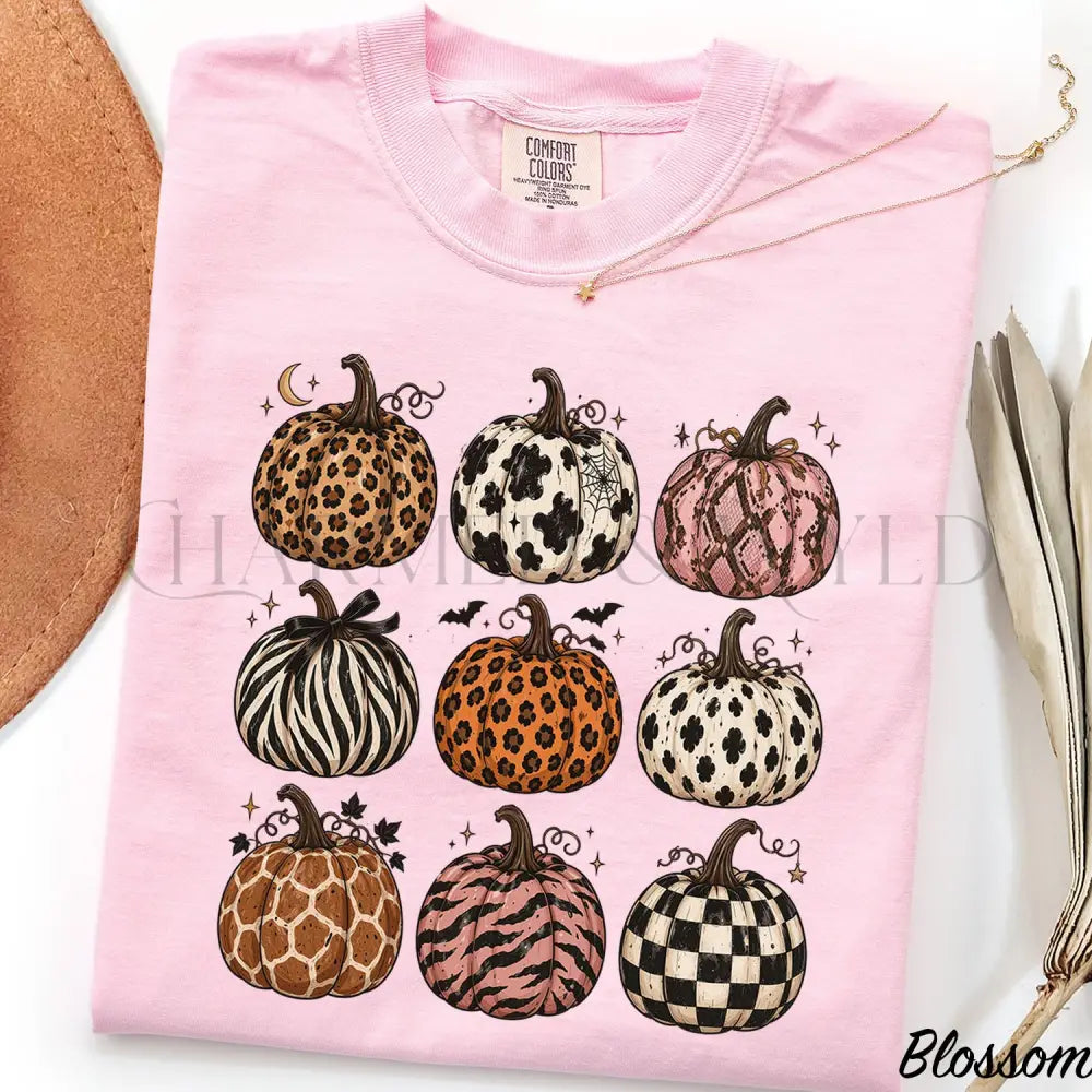Animal Print Pumpkin Comfort Colors T-Shirt - Blossom / S - T-Shirt