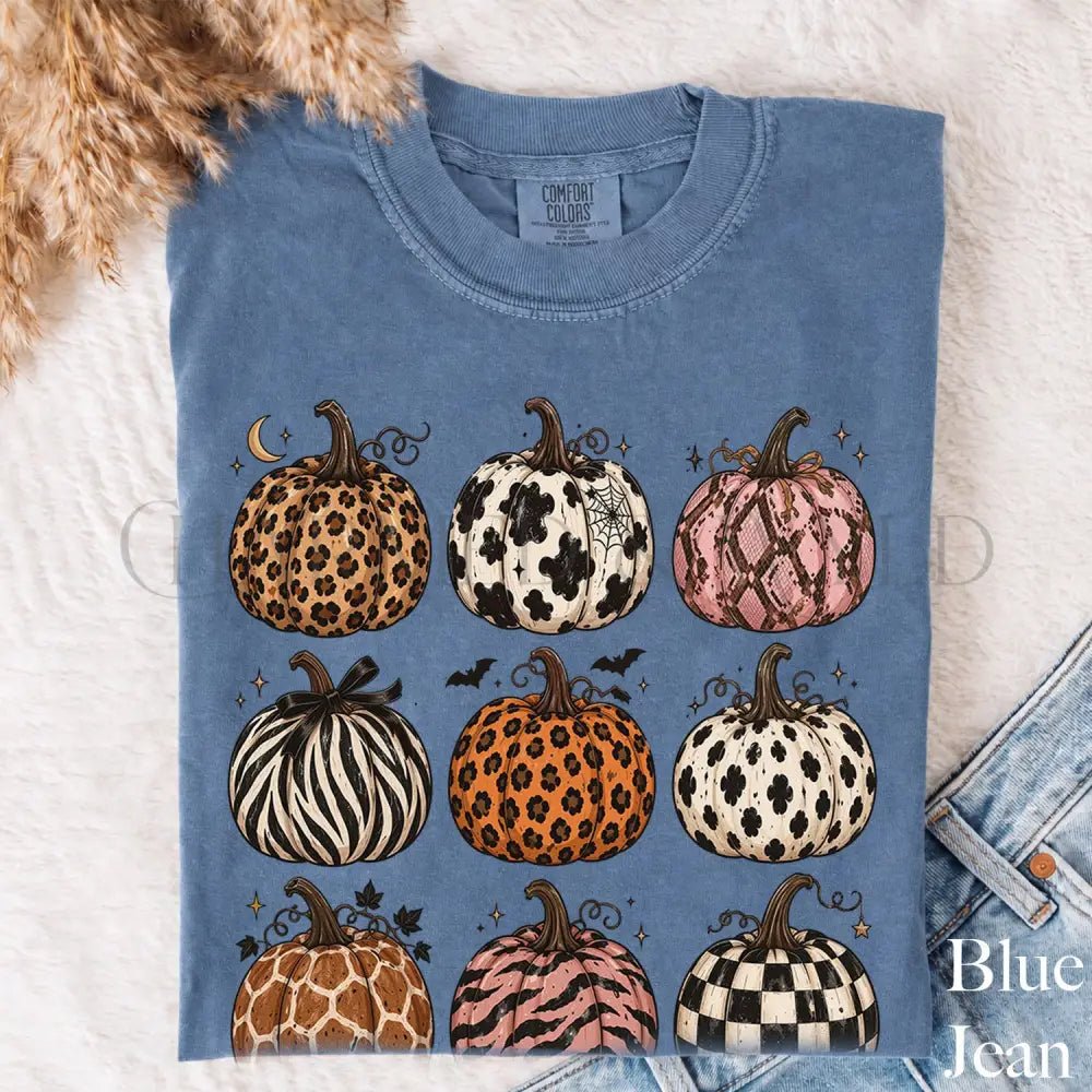 Animal Print Pumpkin Comfort Colors T-Shirt - Blue Jean / S - T-Shirt