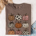 Animal Print Pumpkin Comfort Colors T-Shirt - Espresso / S - T-Shirt