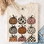 Animal Print Pumpkin Comfort Colors T-Shirt - Ivory / S - T-Shirt