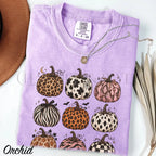 Animal Print Pumpkin Comfort Colors T-Shirt - Orchid / S - T-Shirt