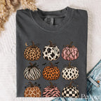 Animal Print Pumpkin Comfort Colors T-Shirt - Pepper / S - T-Shirt