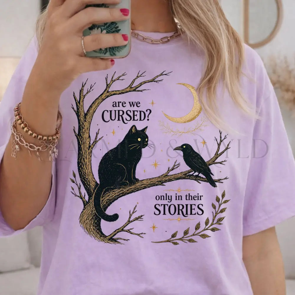 Are We Cursed Black Cat Raven T-Shirt - T-Shirt