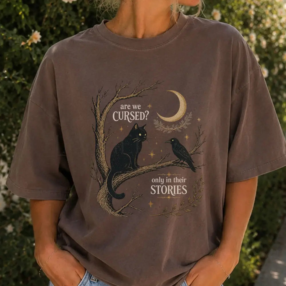 Are We Cursed Black Cat Raven T-Shirt - Espresso / S - T-Shirt