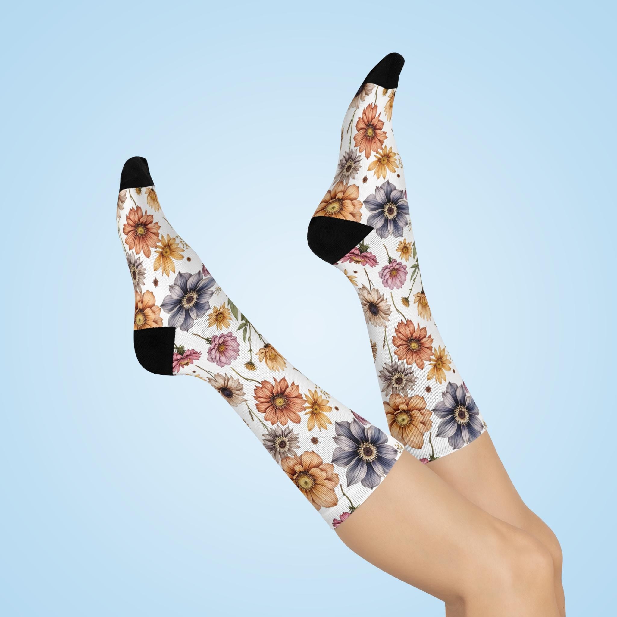 Dried Flower Socks, Wildflower Cottagecore Witchy Socks, Herbology Magic Fashion, Indie Nature Womens Adults Unisex Socks