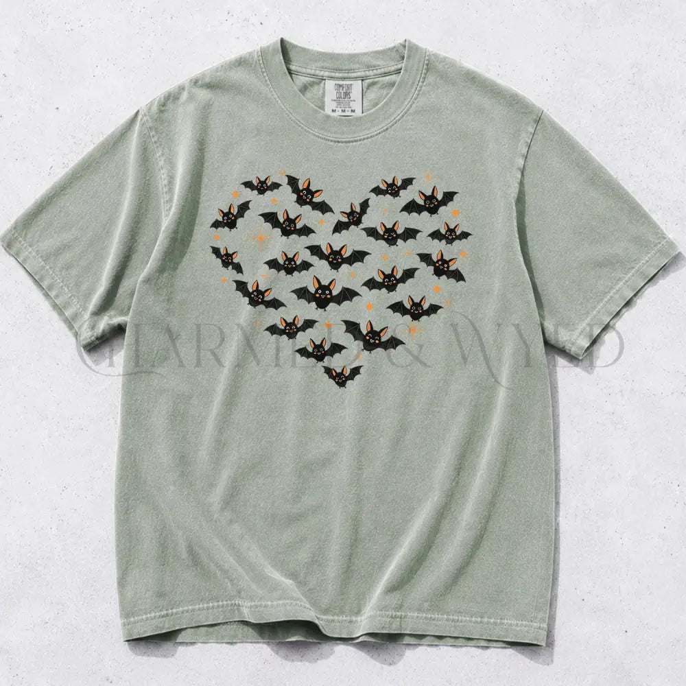 Bat Heart Comfort Colors T-Shirt - Bay / S - T-Shirt
