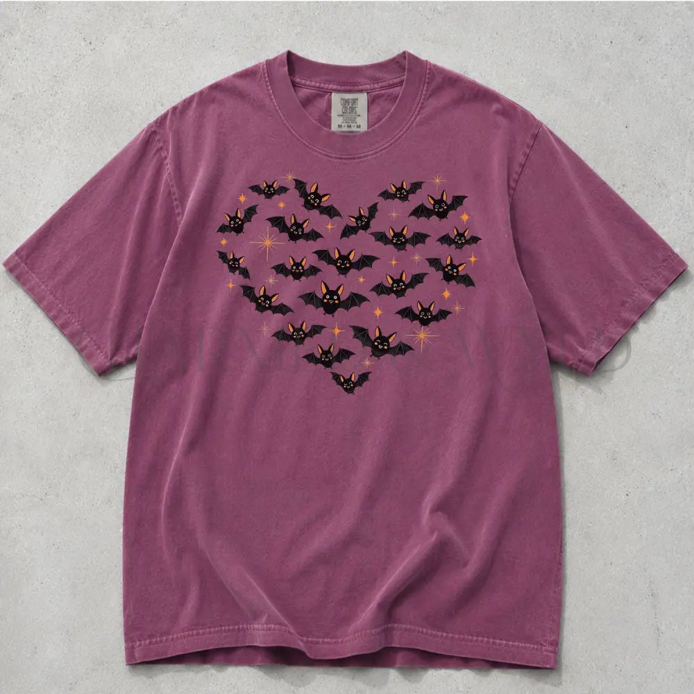 Bat Heart Comfort Colors T-Shirt - Berry / S - T-Shirt