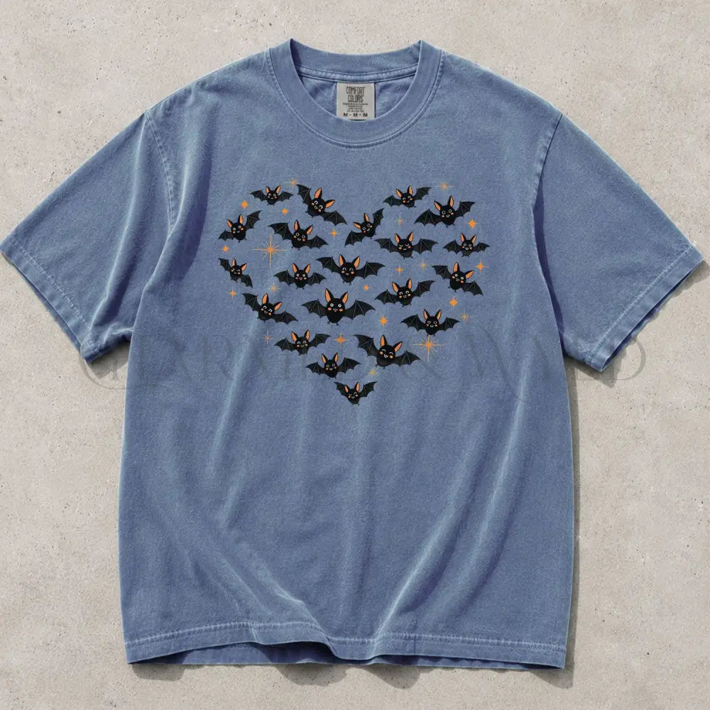 Bat Heart Comfort Colors T-Shirt - Blue Jean / S - T-Shirt