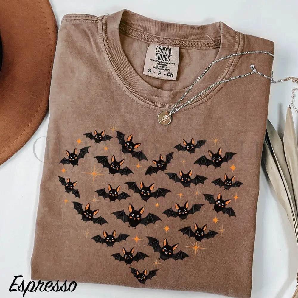 Bat Heart Comfort Colors T-Shirt - Espresso / S - T-Shirt