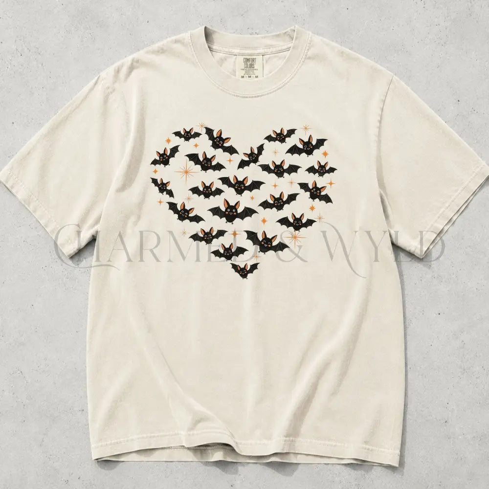 Bat Heart Comfort Colors T-Shirt - Ivory / S - T-Shirt
