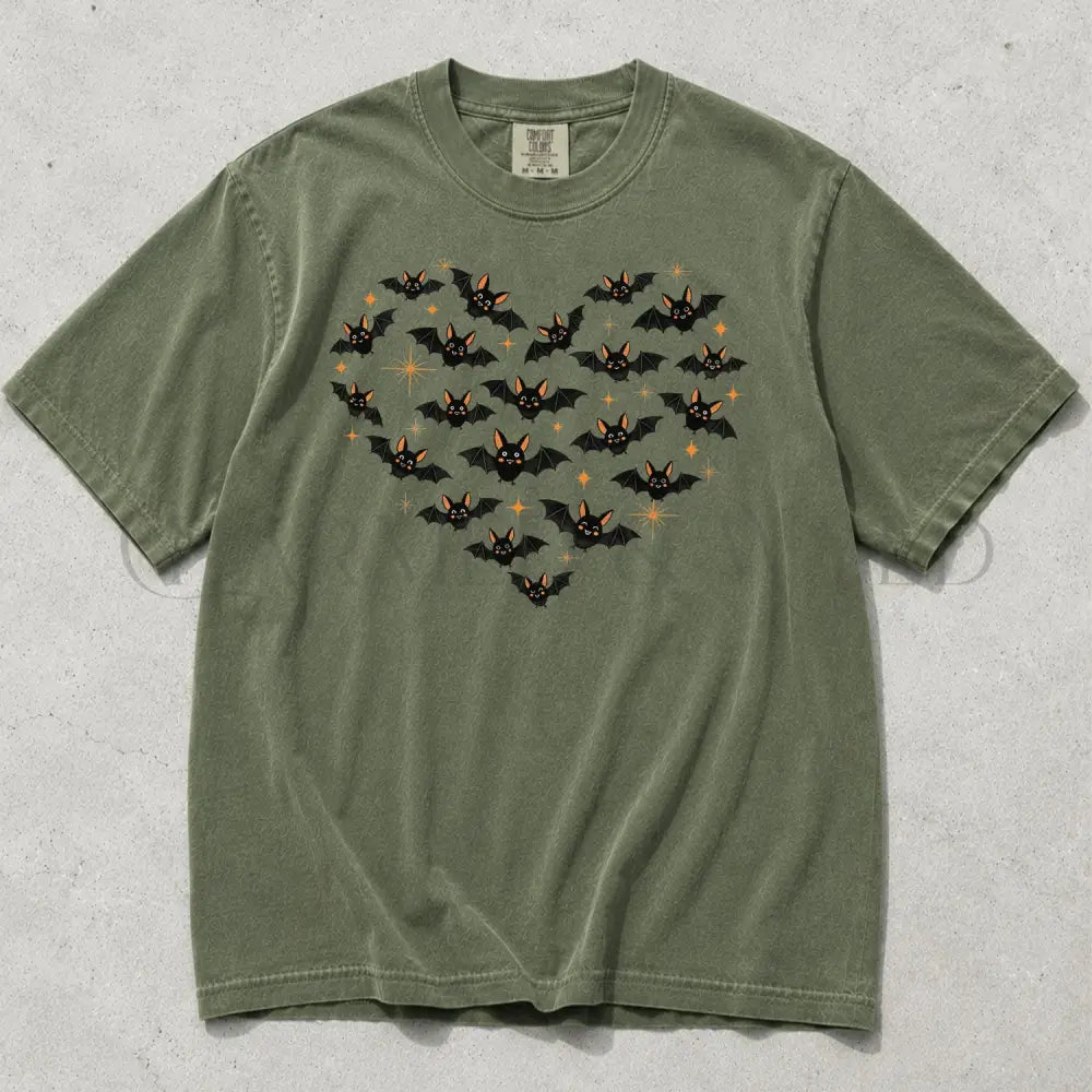 Bat Heart Comfort Colors T-Shirt - Moss / S - T-Shirt