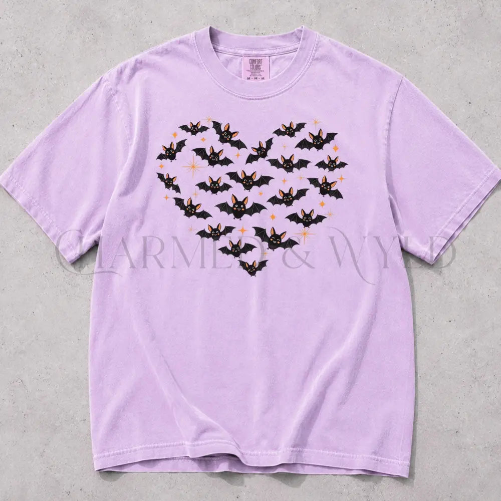 Bat Heart Comfort Colors T-Shirt - Orchid / S - T-Shirt