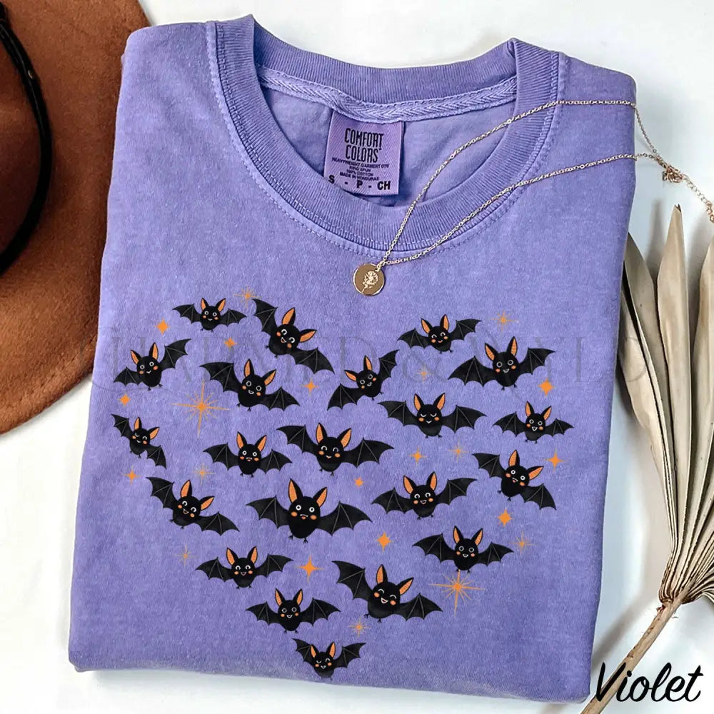 Bat Heart Comfort Colors T-Shirt - Violet / S - T-Shirt
