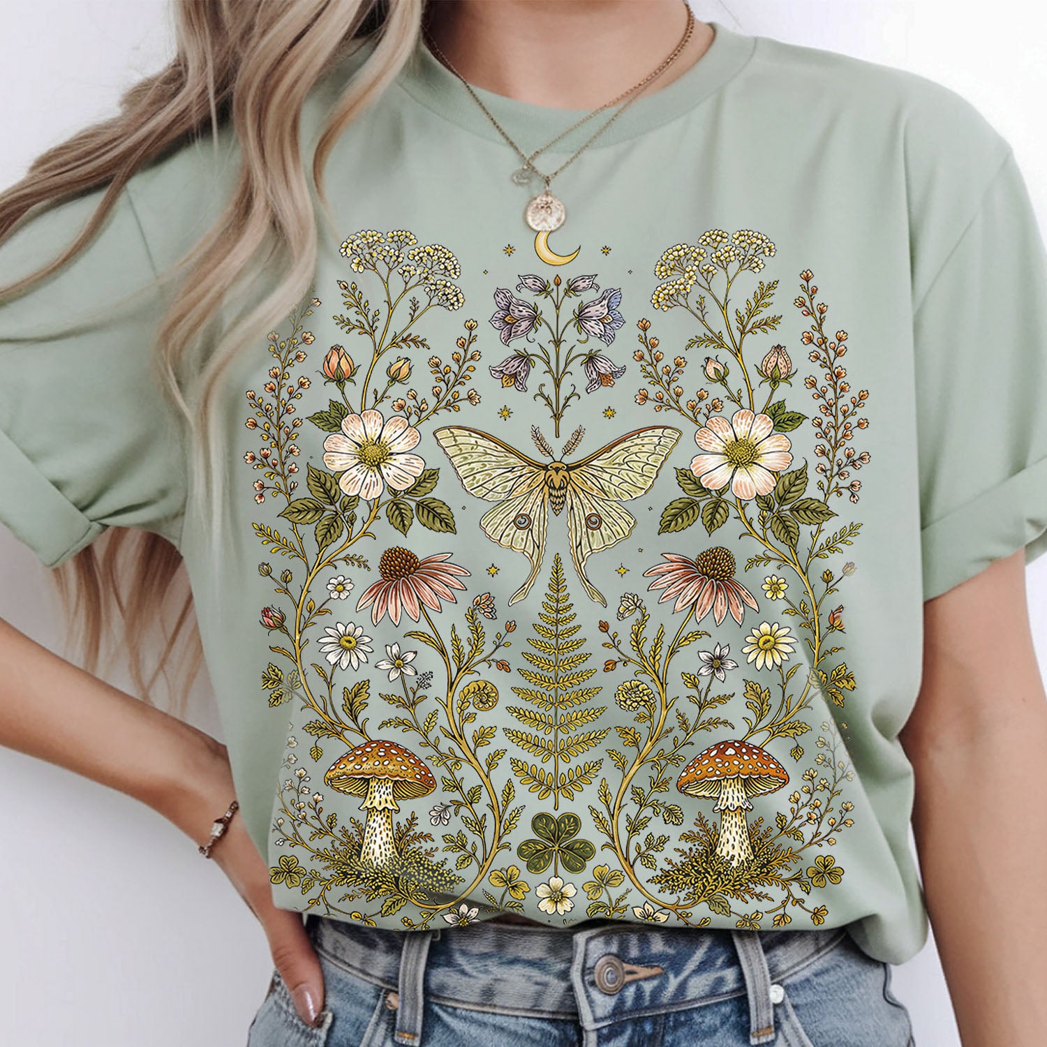 Whimsical Moth Wildflower T-Shirt