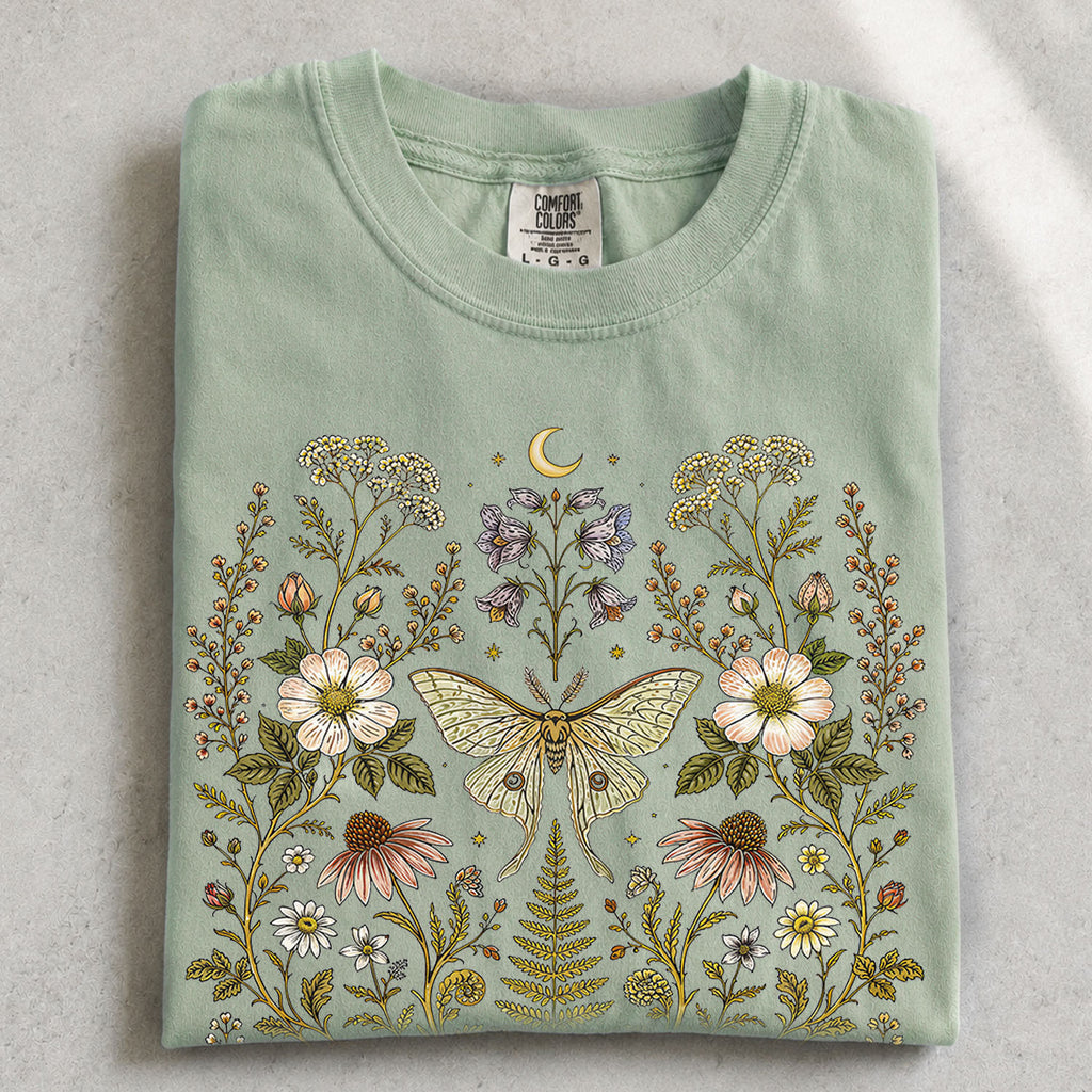 Whimsical Moth Wildflower T-Shirt