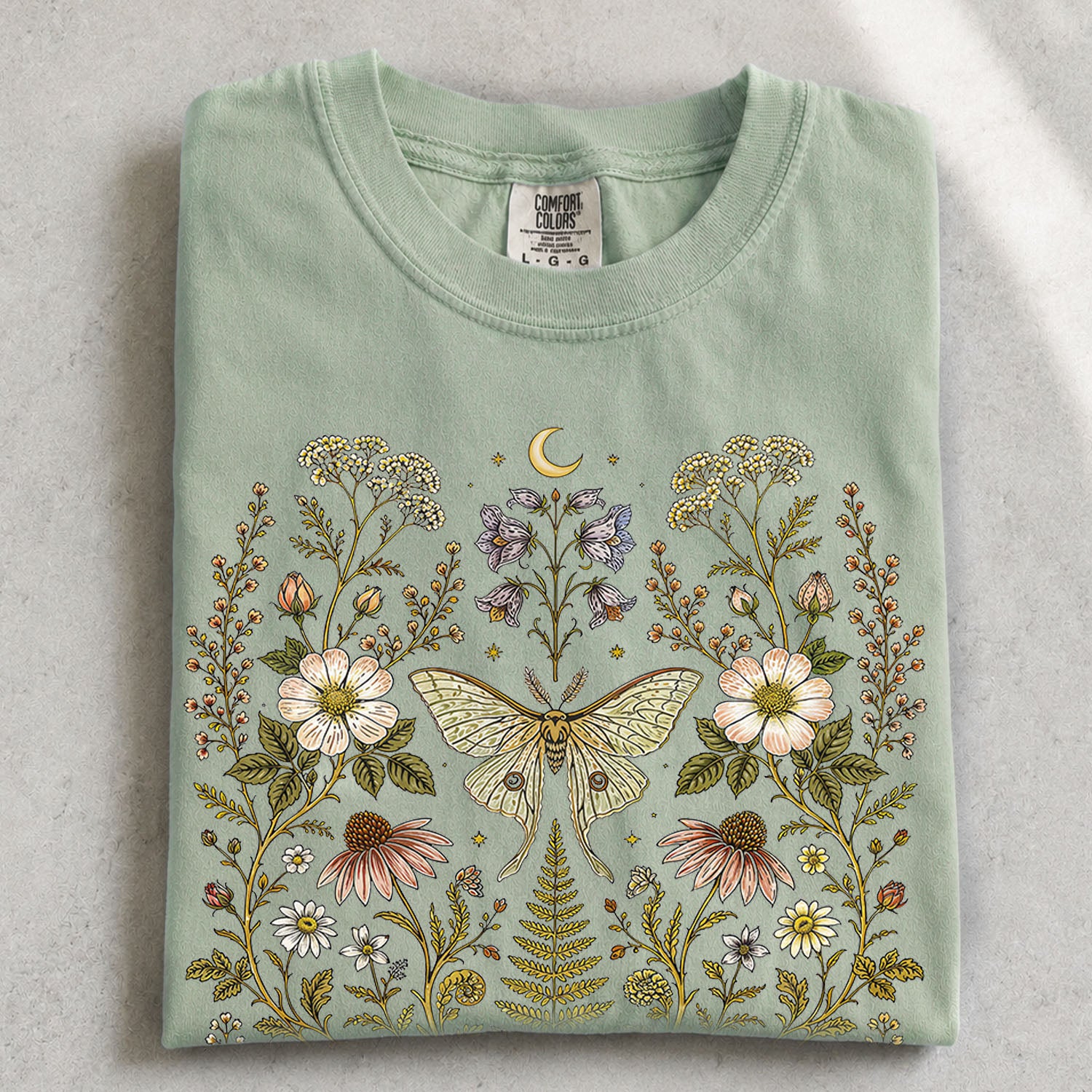 Whimsical Moth Wildflower T-Shirt