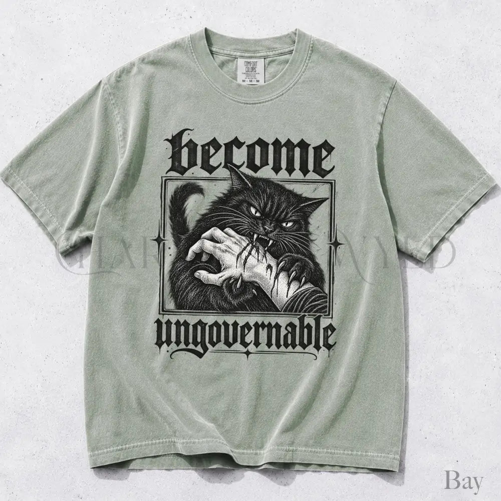 Become Ungovernable Cat Comfort Colors T-Shirt - Bay / S - T-Shirt