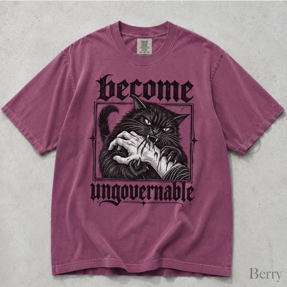Become Ungovernable Cat Comfort Colors T-Shirt - Berry / S - T-Shirt
