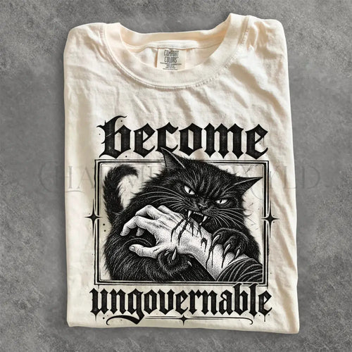 Become Ungovernable Cat Comfort Colors T-Shirt - Ivory / S - T-Shirt