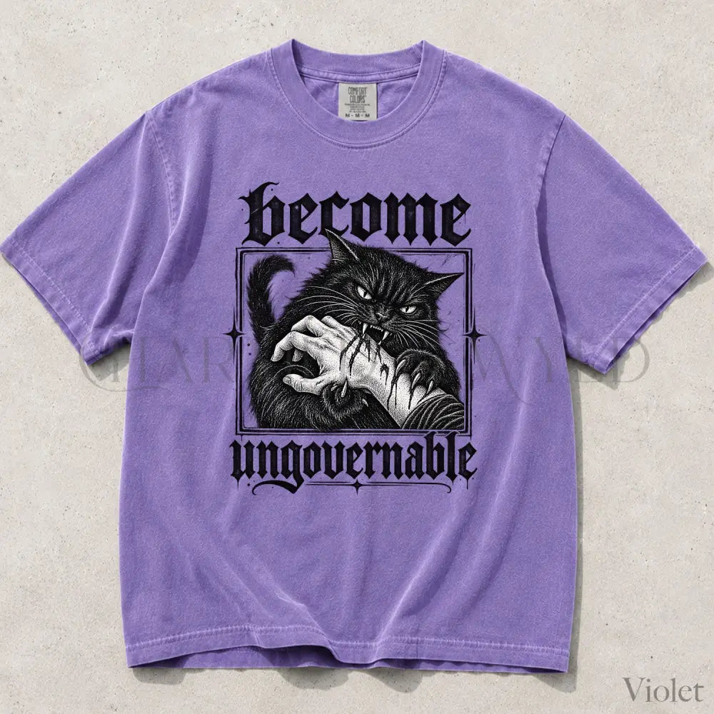Become Ungovernable Cat Comfort Colors T-Shirt - Violet / S - T-Shirt
