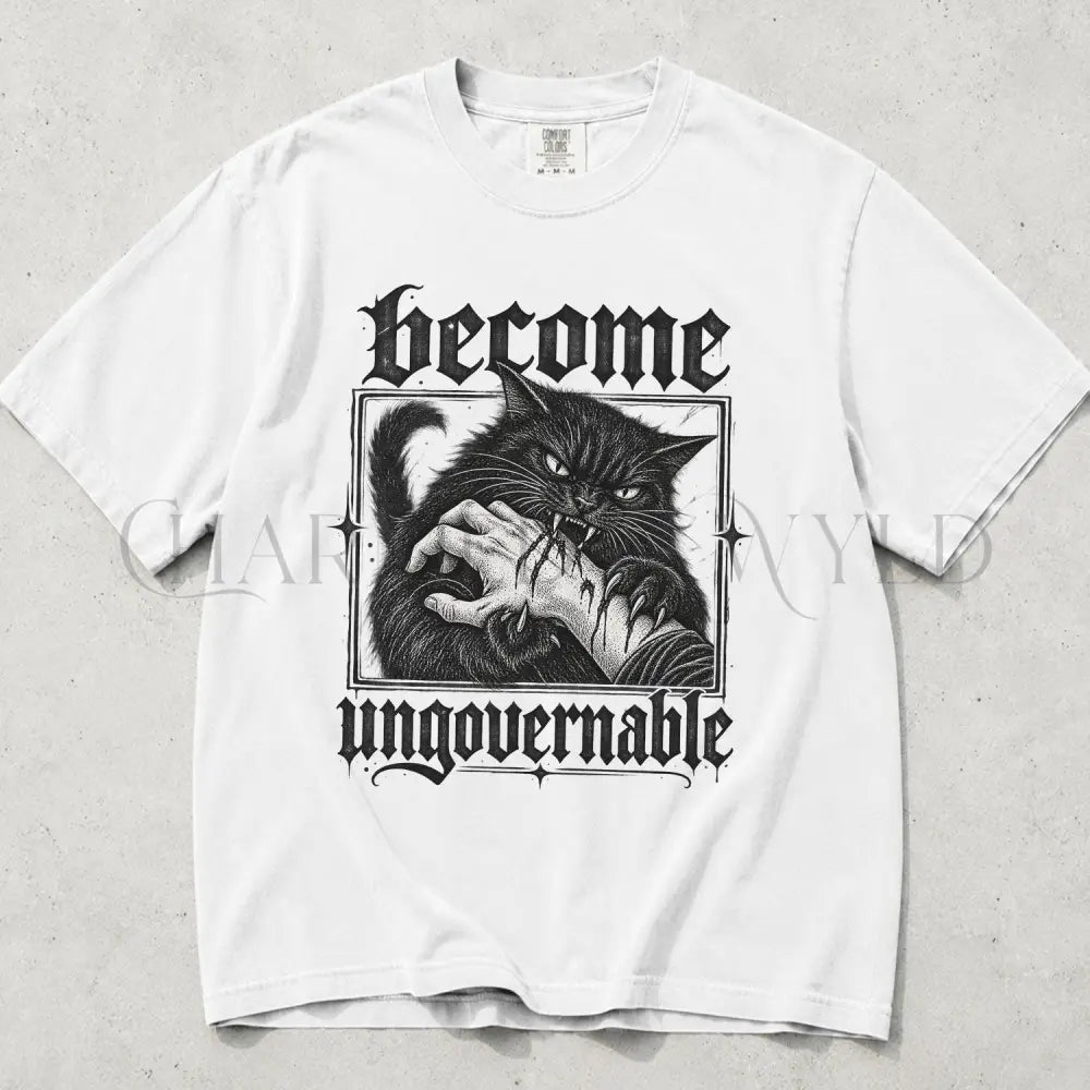 Become Ungovernable Cat Comfort Colors T-Shirt - White / S - T-Shirt