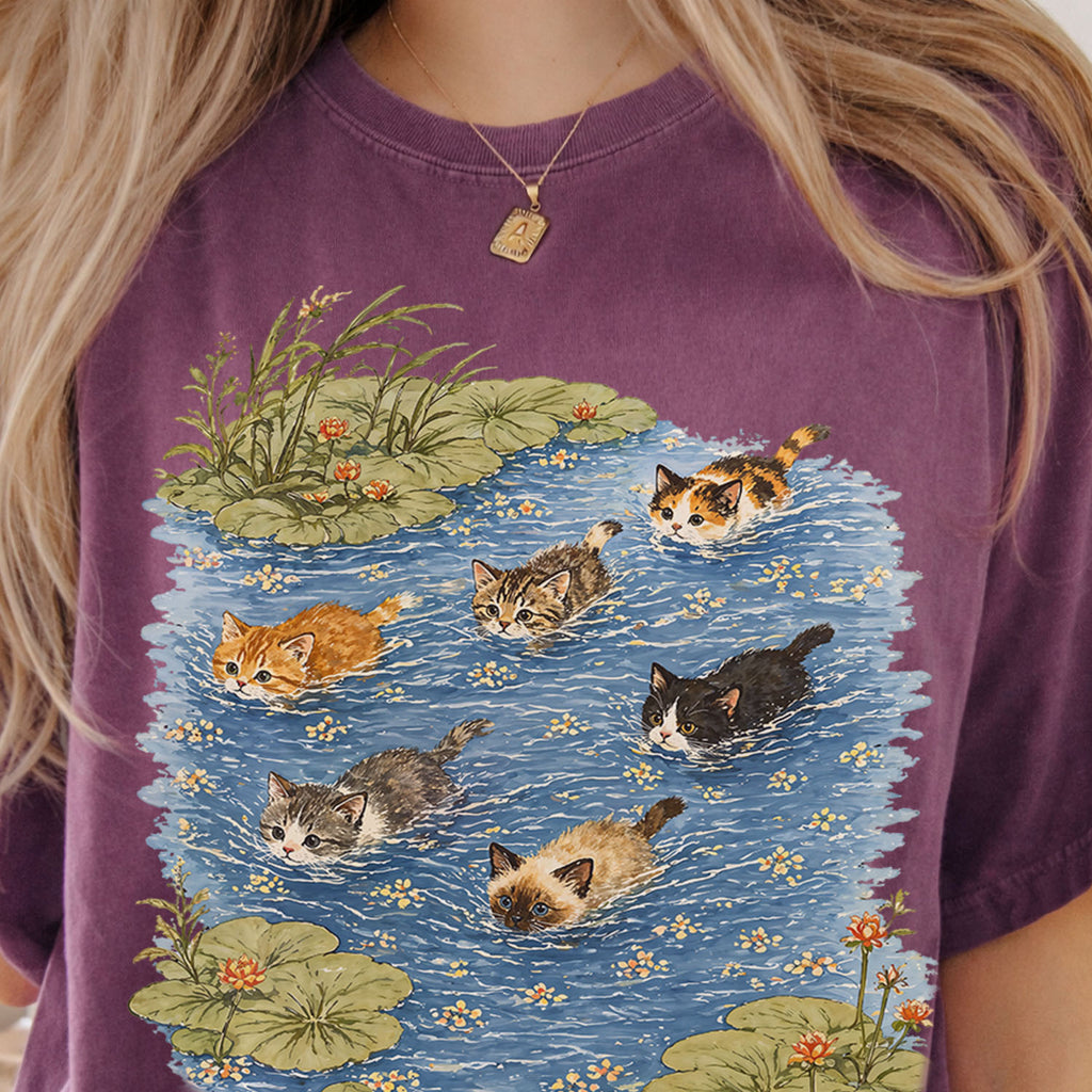 Swimming Cats in Pond T-Shirt
